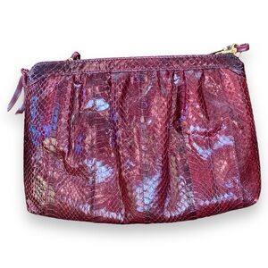VINTAGE 70s faux snakeskin burgundy purse Frederick & Nelson